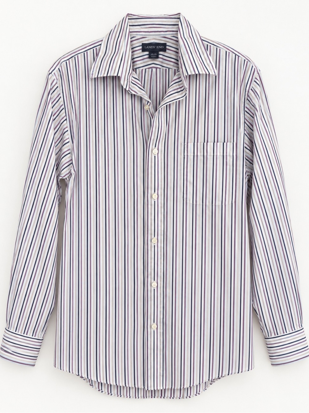 Lands’ End Men’s 15-33 Supima Cotton Striped Button Down Shirt Traditional Fit